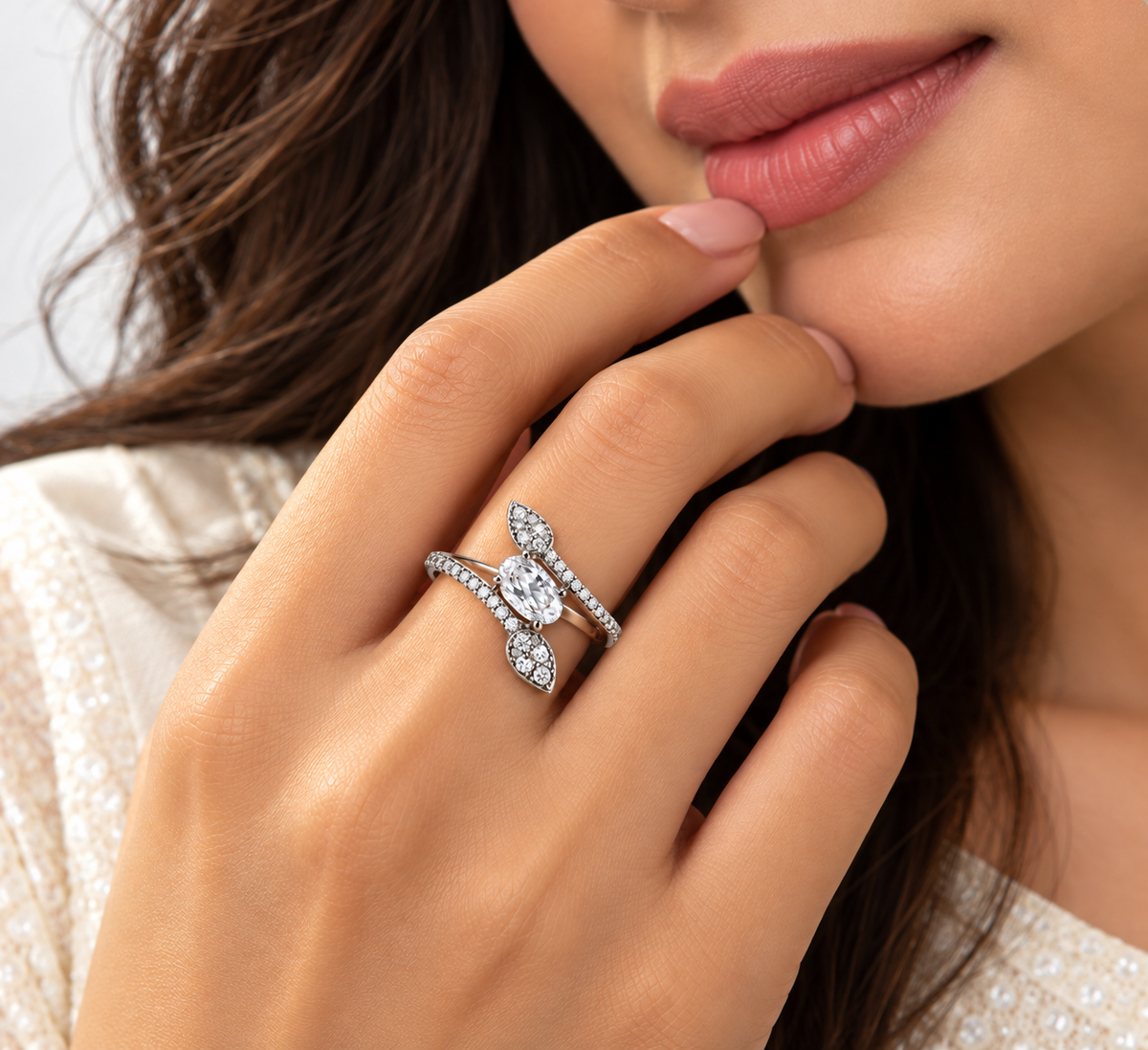 Crystal Bow-Tie Statement Ring