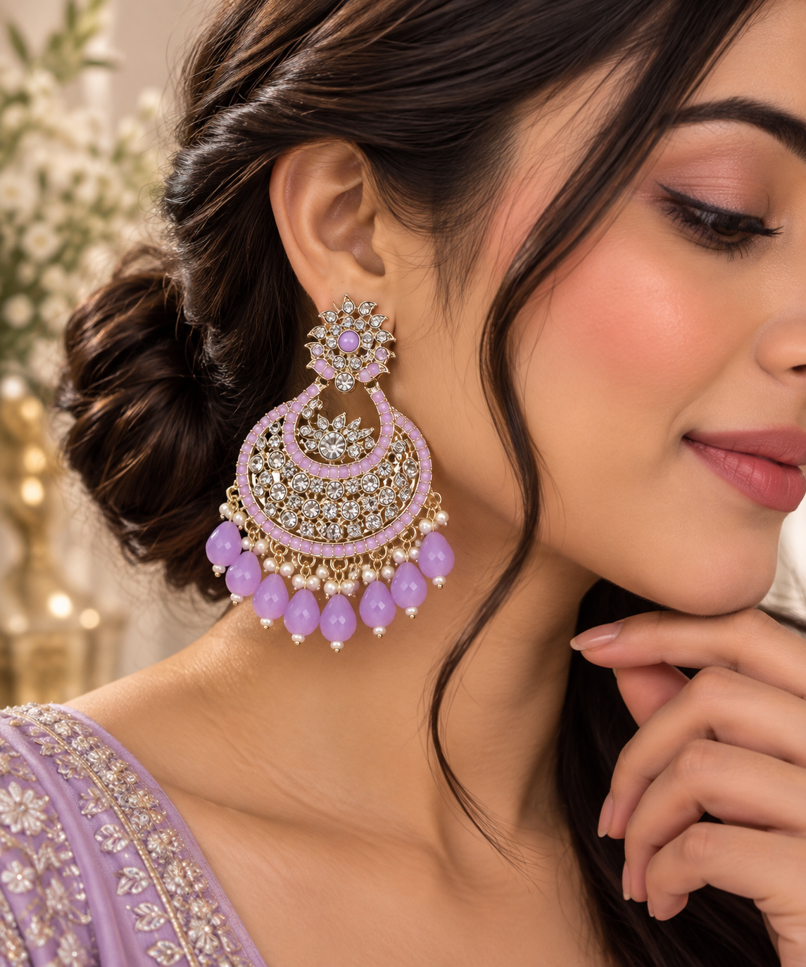 Premium Lavender Crystal Chandelier Earrings
