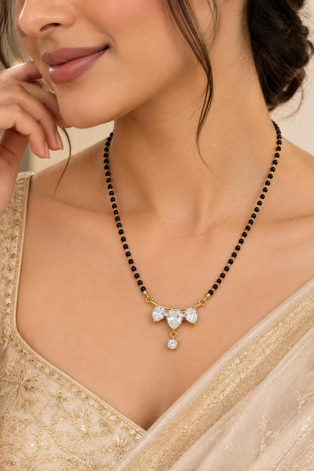 Premium Gold-Toned Black Beaded Mangalsutra