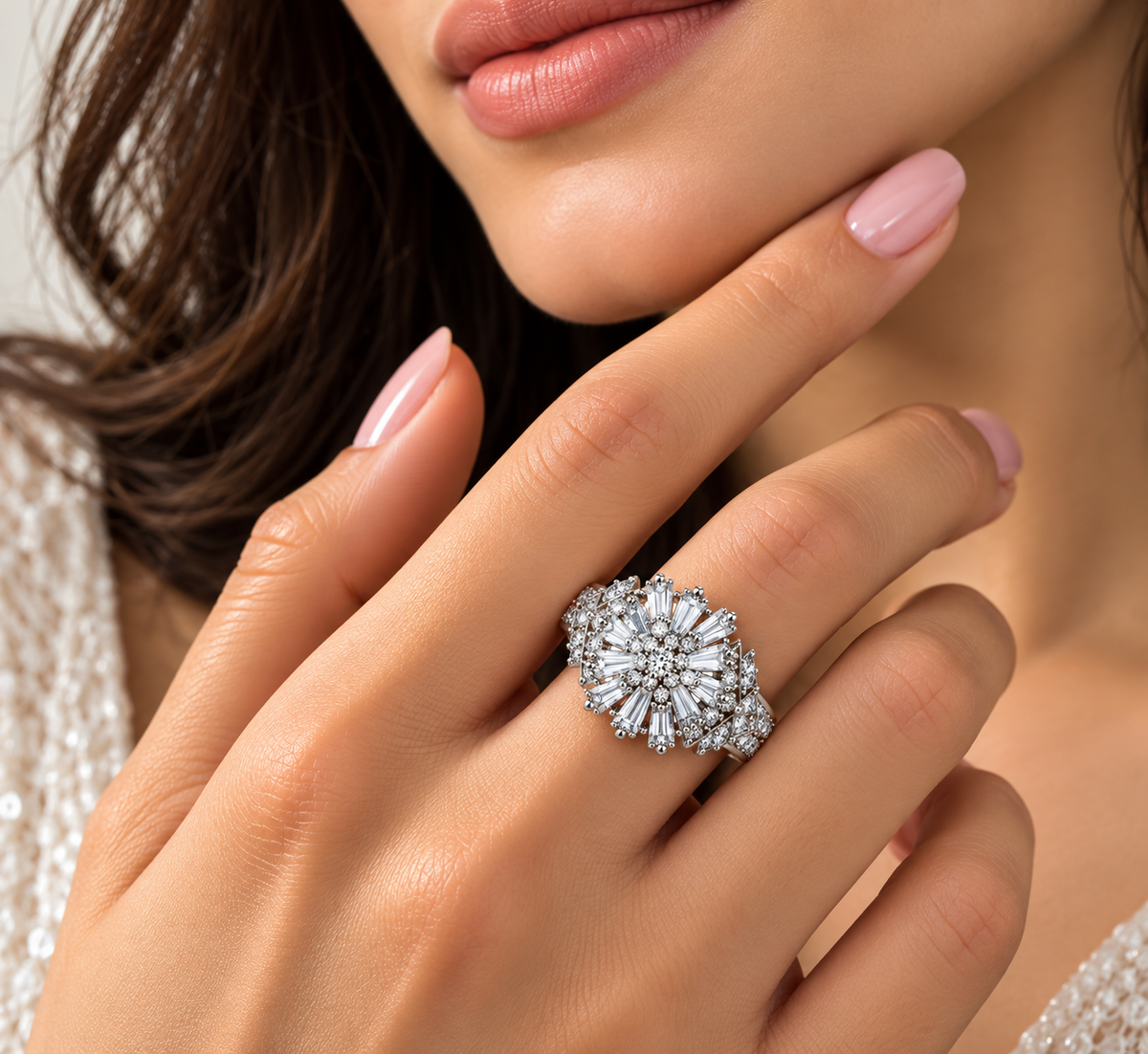 Crystal Sunburst Radiance Statement Ring
