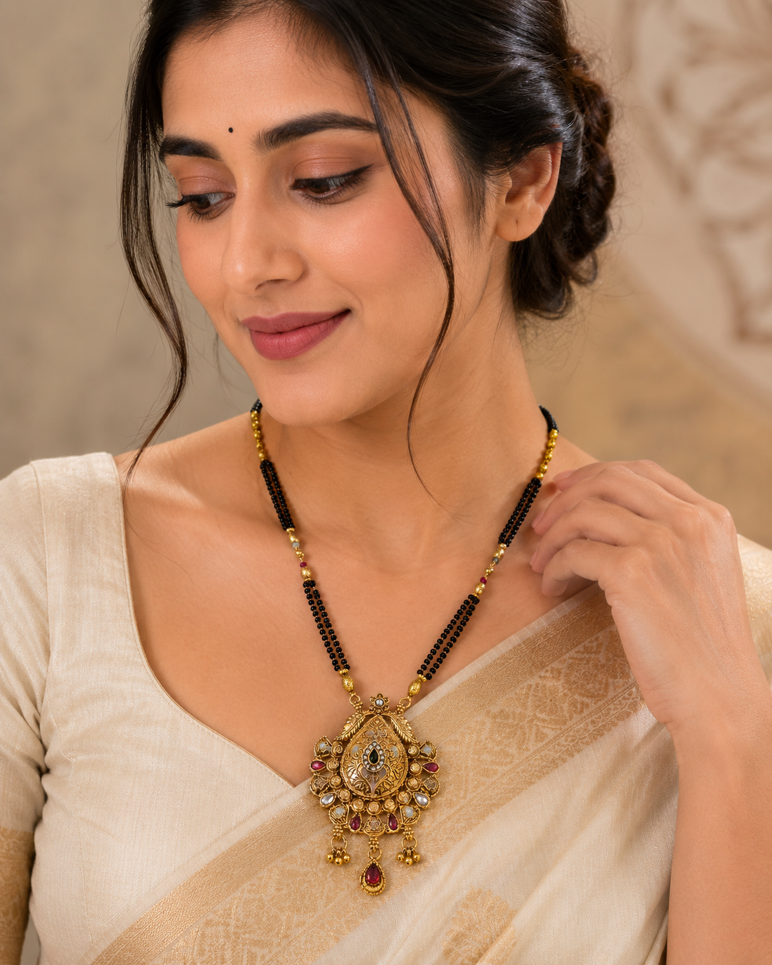 Royal Antique Gold Peacock Mangalsutra