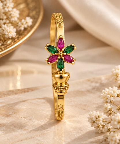 Gold-Toned Multicolour Floral Bracelet