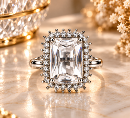 Premium Clear Gemstone Statement Ring