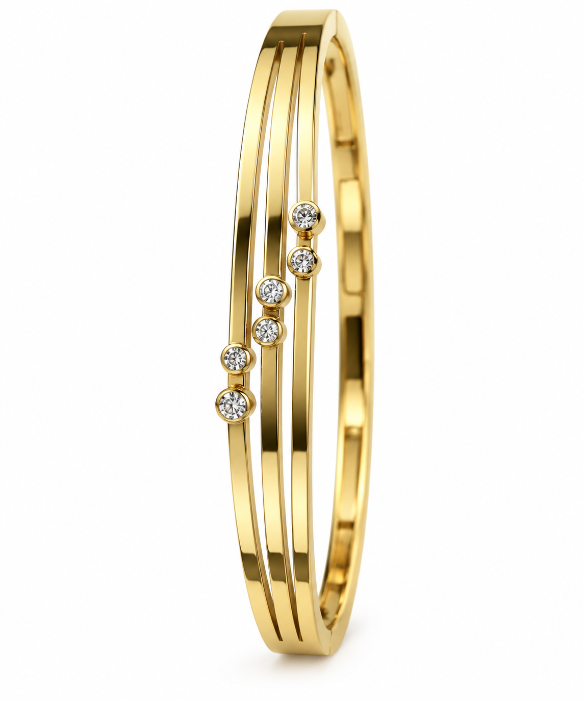 Premium Gold-Toned Crystal Accent Open Cuff Bracelet