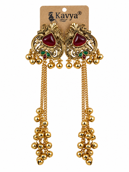 Premium Antique Gold Long Tassel Earrings
