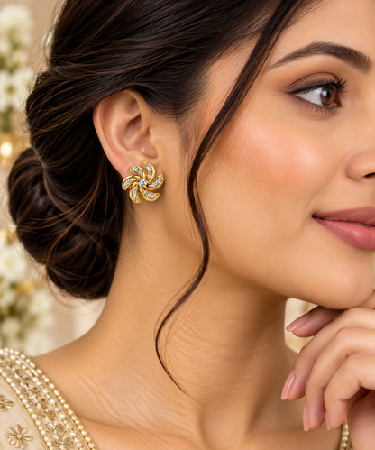 Gold-Toned Swirl Stud Earrings