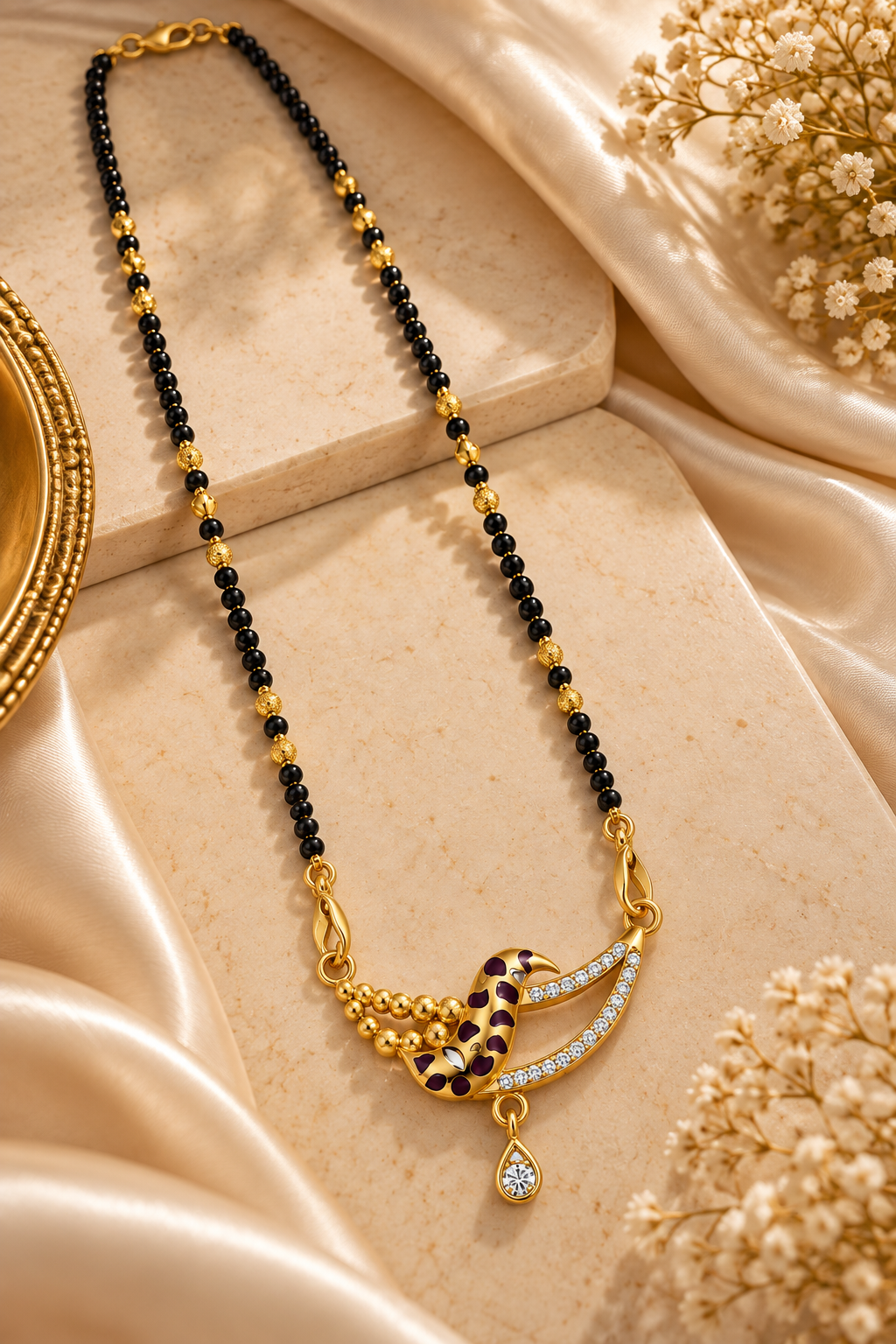 Gold-Toned Black Beaded Mangalsutra