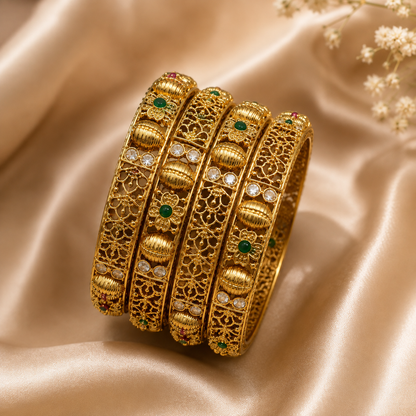 Antique Gold-Toned Designer Bangle Set