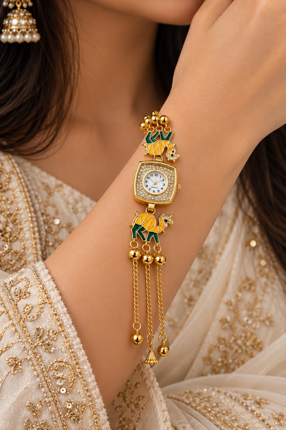 Gold-Toned Camel-Themed Bracelet Watch