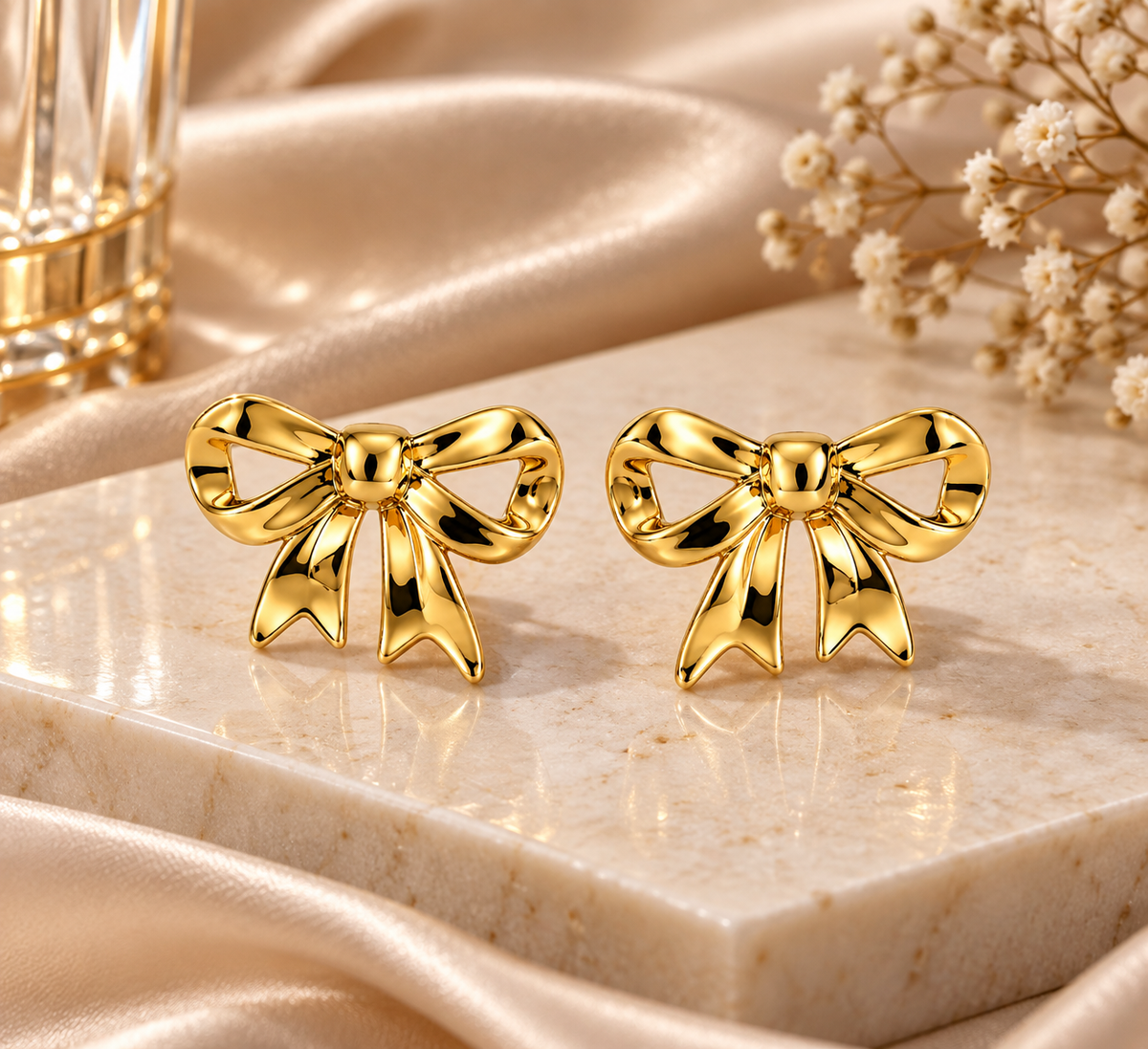Gold-Toned Bow Stud Earrings