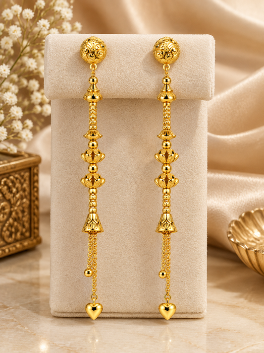Elegant Gold-Toned Long Chain Drop Earrings