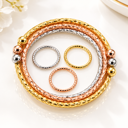 Multicolour Braided Bangle Bracelet Set