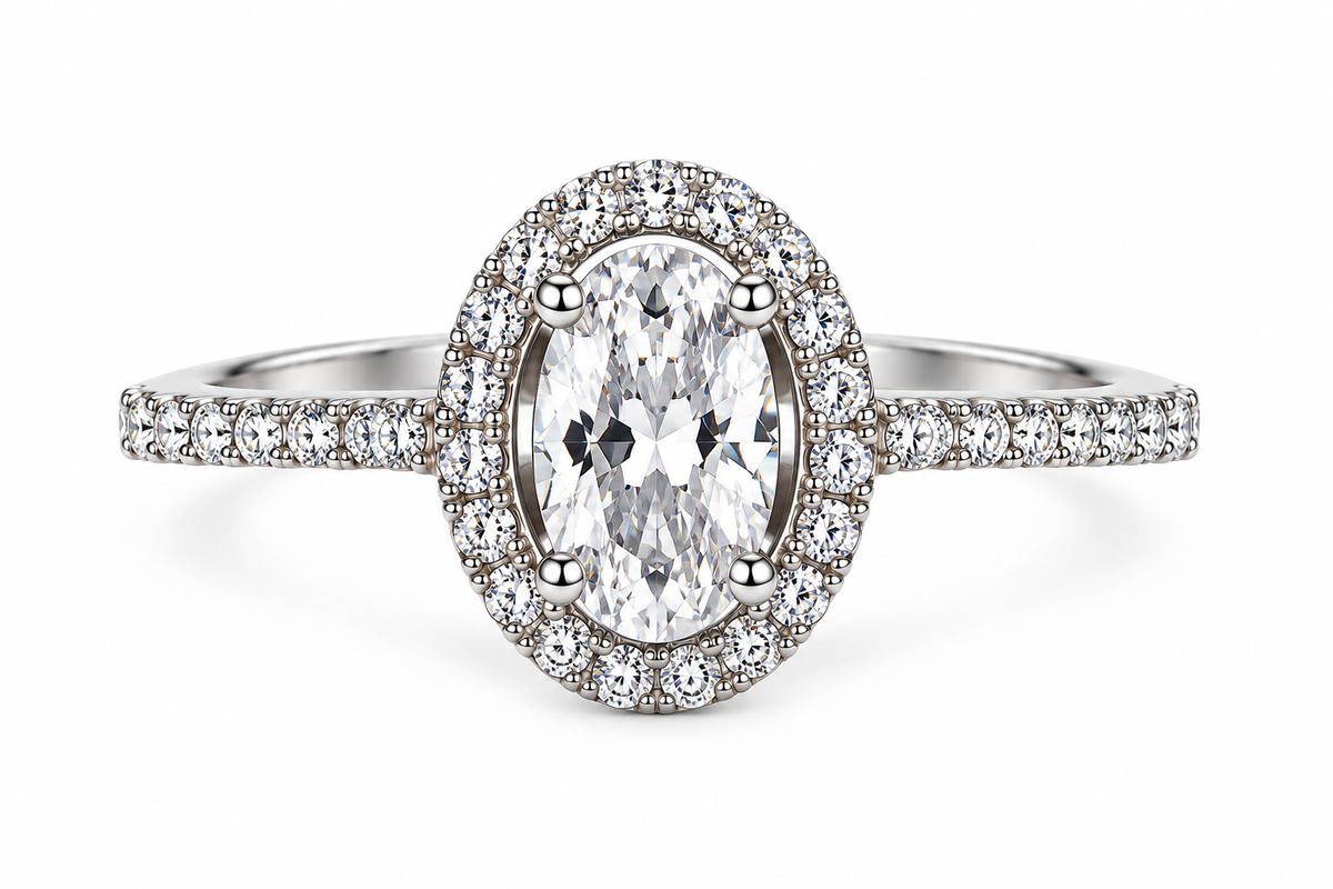 Crystal Oval Halo Statement Ring
