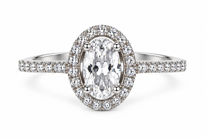 Crystal Oval Halo Statement Ring
