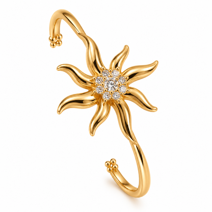 Premium Gold-Toned Starburst Crystal Cuff Bracelet