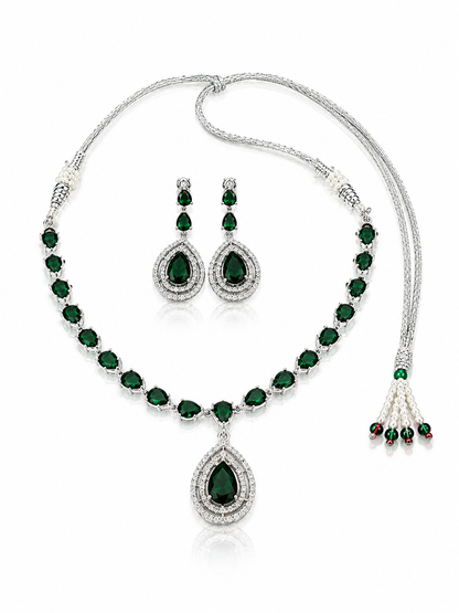 Emerald Green Teardrop Necklace & Earring Set
