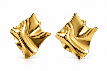 Gold-Toned Sculptural Geometric Stud Earrings