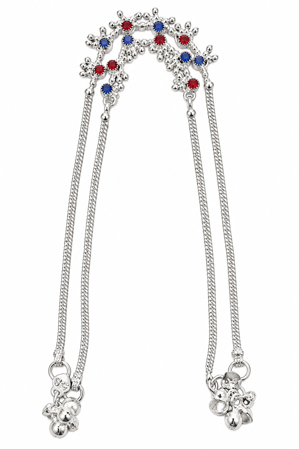 Silver-Toned Double-Chain Anklet / Payal