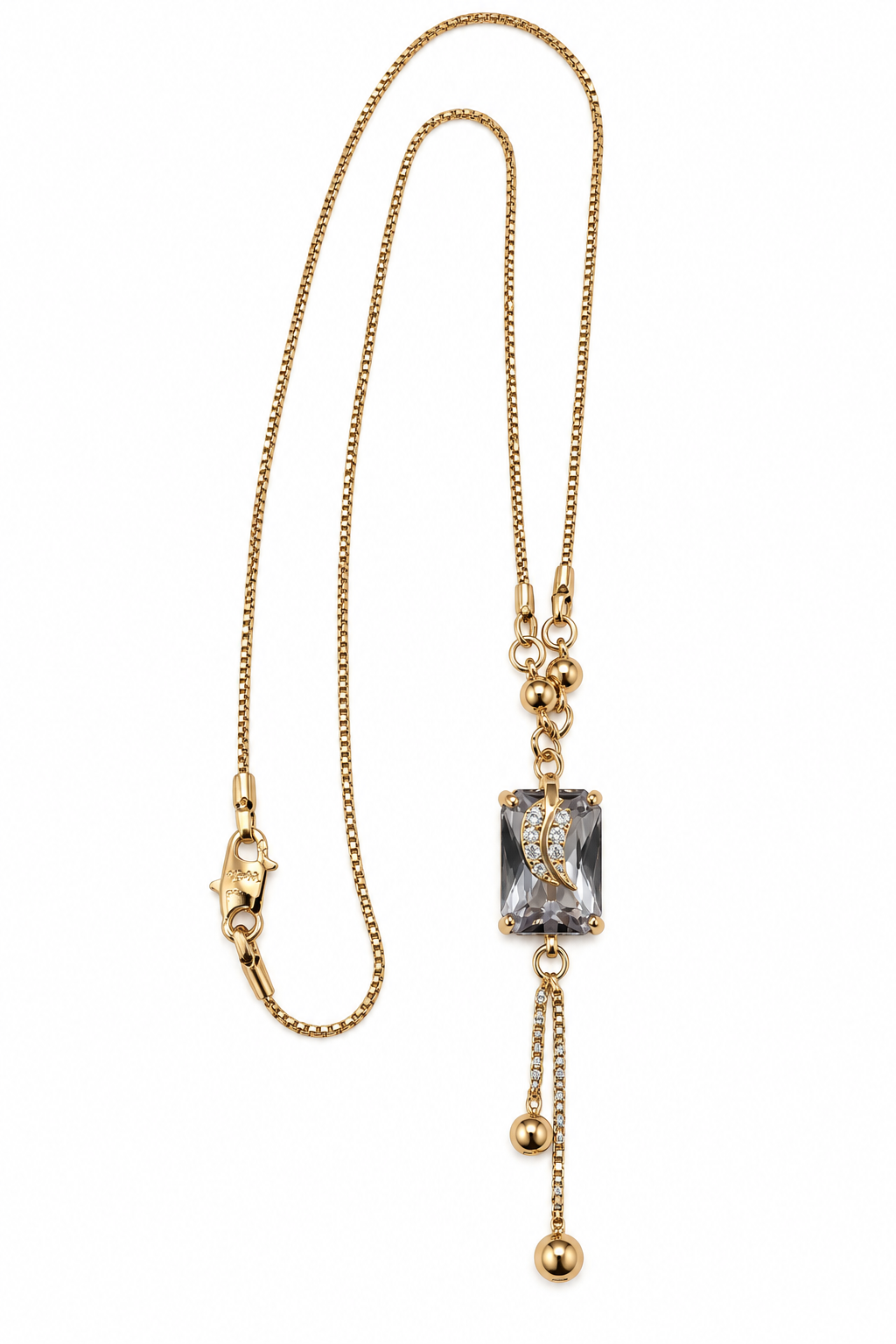 Premium Gold-Toned Crystal Pendant Necklace