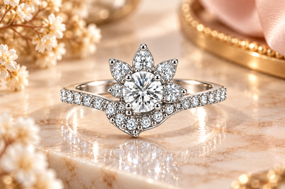 Crystal Floral Bloom Statement Ring