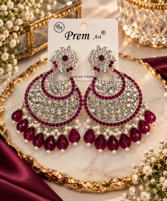 Premium Ruby Crystal Chandelier Earrings