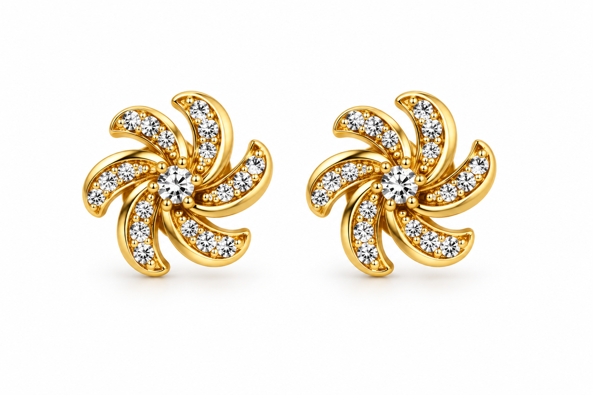 Gold-Toned Swirl Stud Earrings