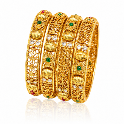 Antique Gold-Toned Designer Bangle Set