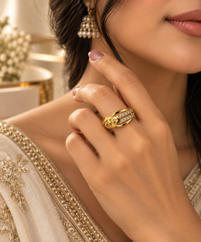 Gold-Toned Contemporary Statement Ring