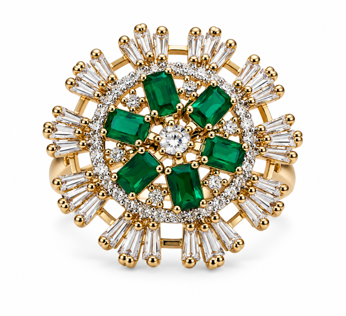 Premium Green Floral Statement Ring