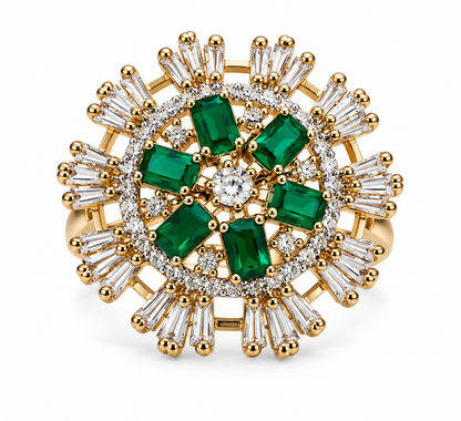 Premium Green Floral Statement Ring