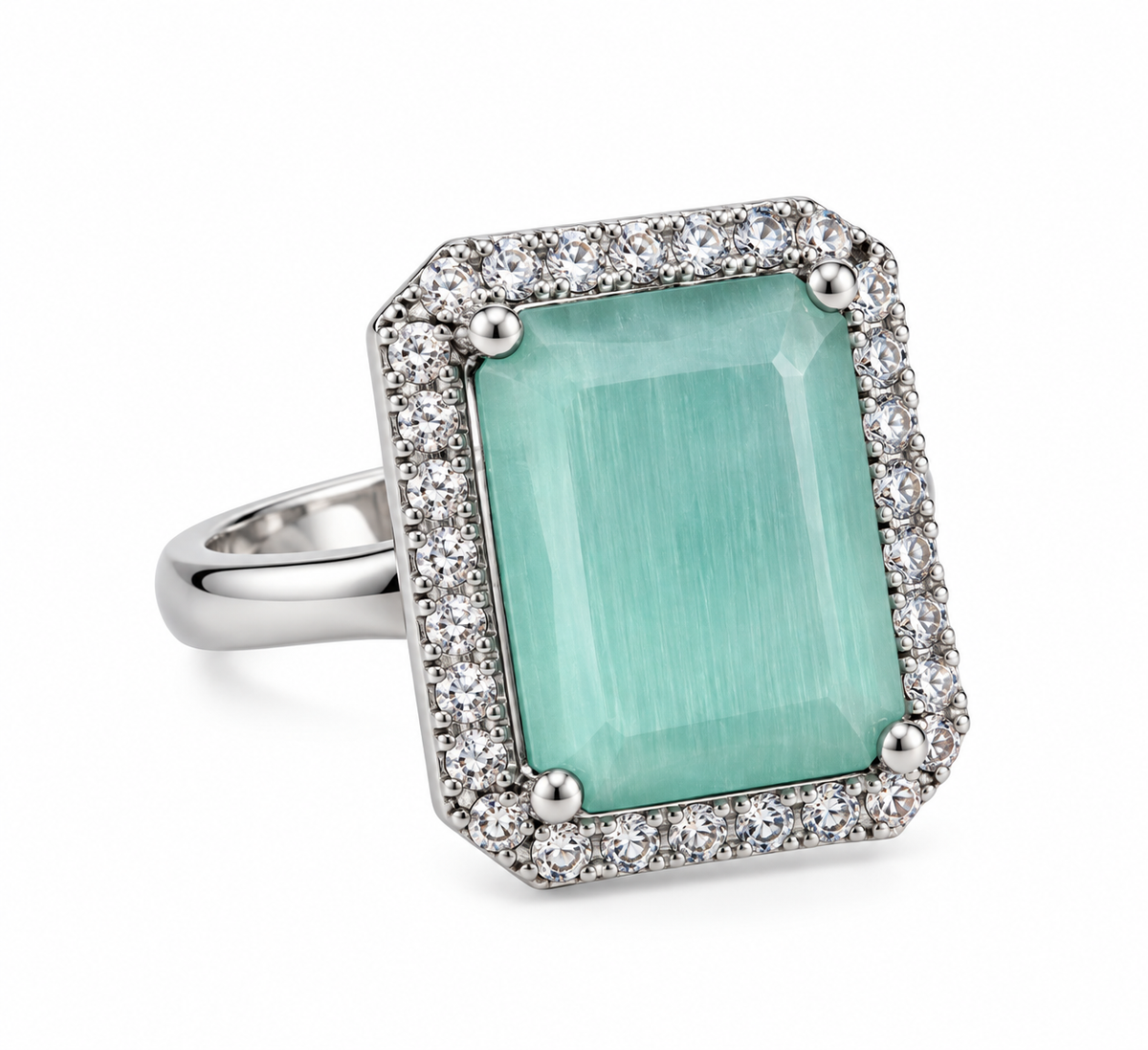 Premium Aqua Green Gemstone Statement Ring