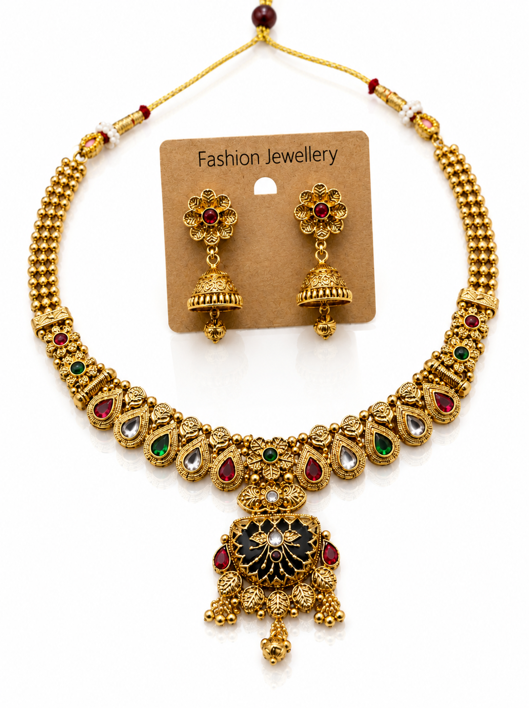 Royal Kundan Multicolor Necklace & Jhumka Set