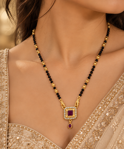 Gold-Toned Black Beaded Mangalsutra