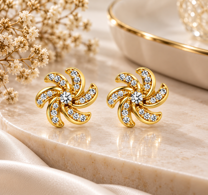 Gold-Toned Swirl Stud Earrings