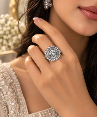 Premium Silver-Toned Statement Ring
