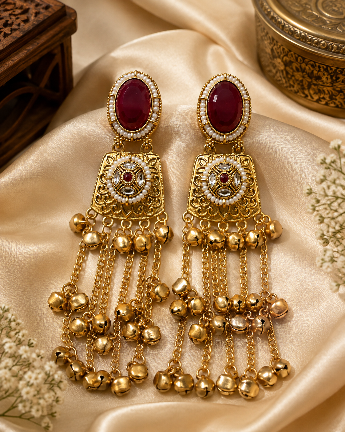 Royal Ruby Kundan Chandbali Earrings