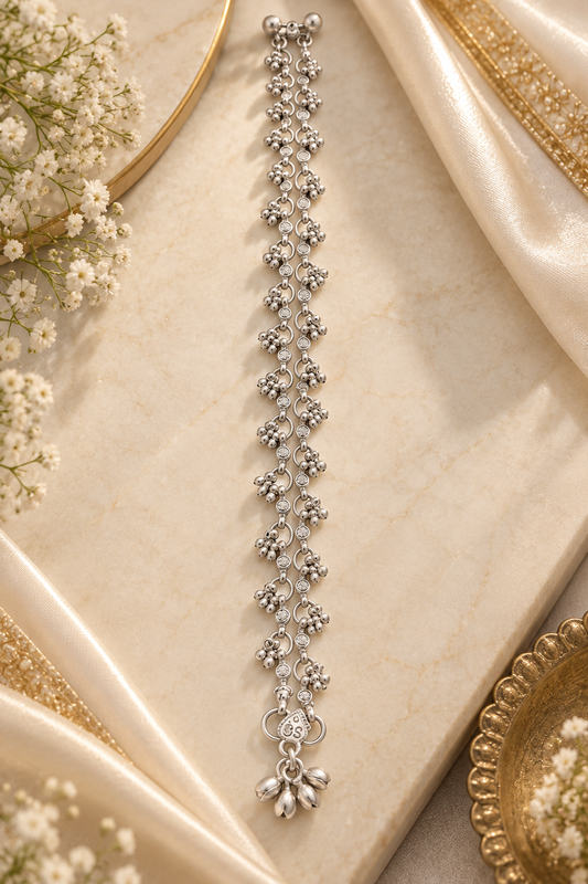 Silver-Toned Floral Payal