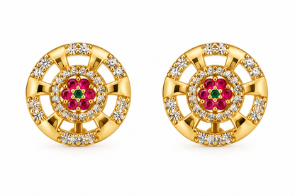 Gold-Toned Circular Statement Stud Earrings