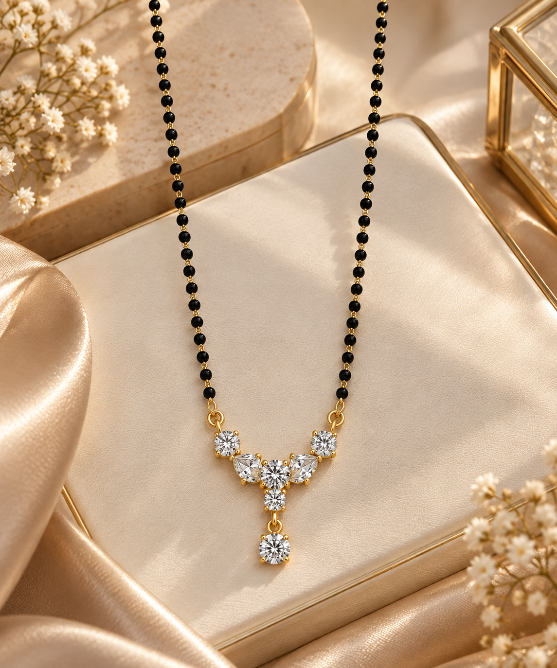 Premium Gold-Toned Black Beaded Mangalsutra