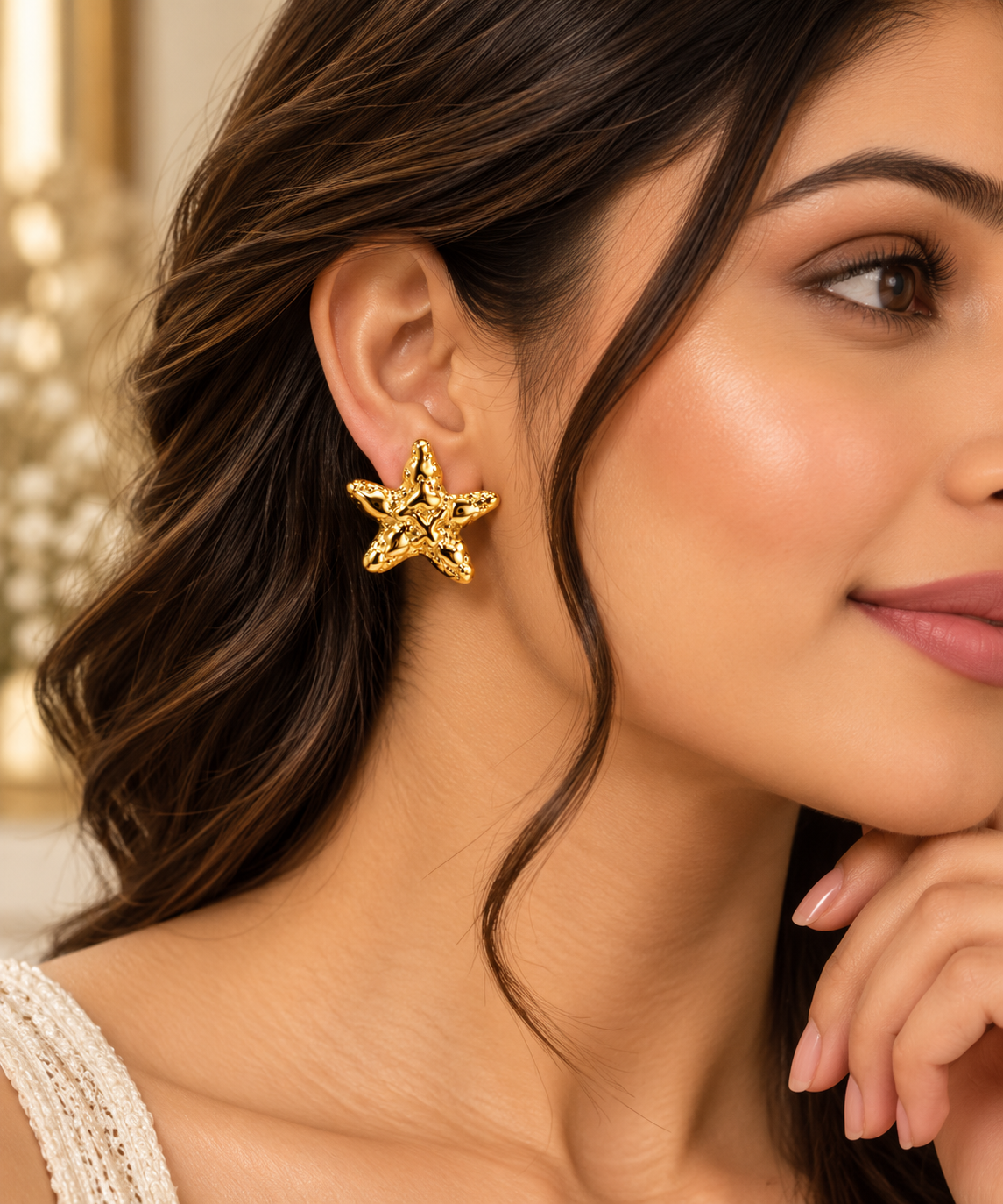 Gold-Toned Starfish Stud Earrings