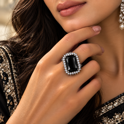 Premium Black Gemstone Statement Ring