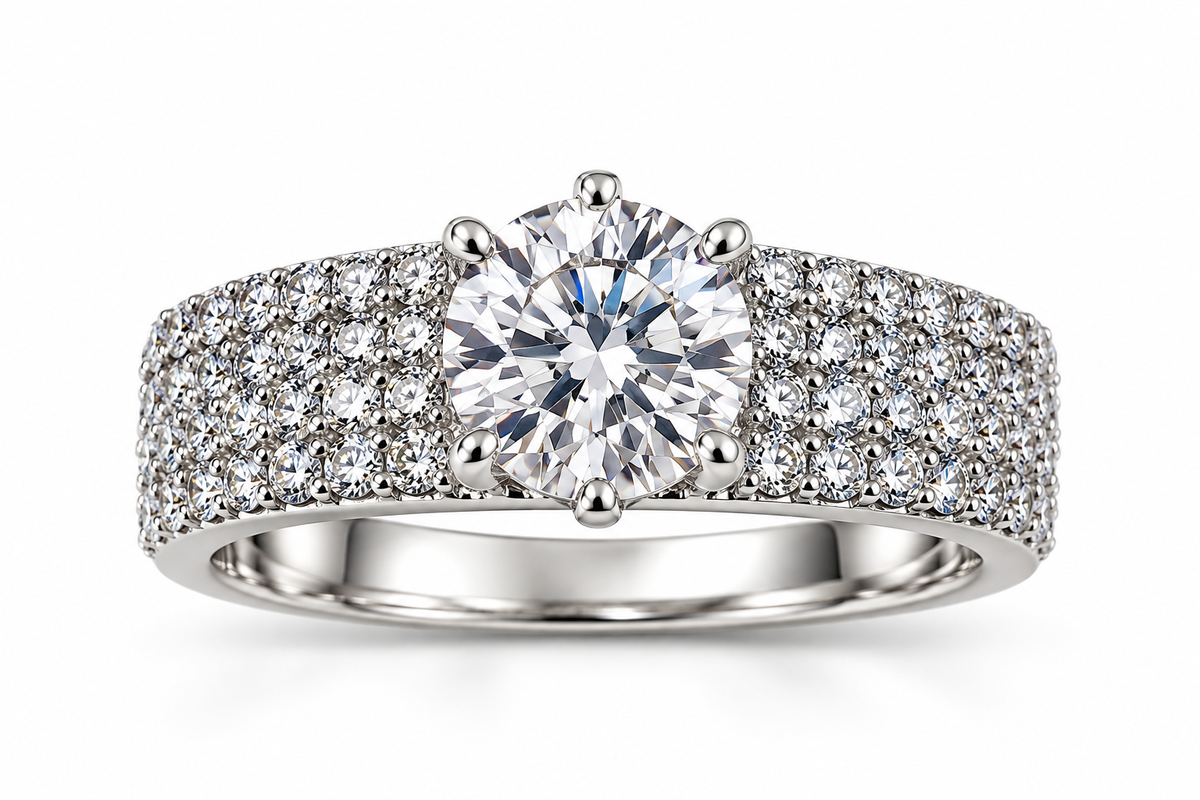 Silver-Toned Solitaire Statement Ring