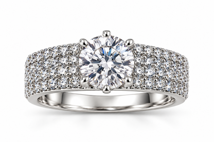 Silver-Toned Solitaire Statement Ring