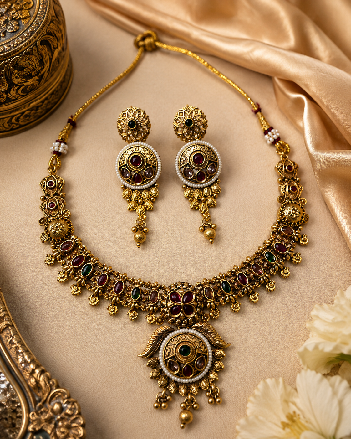 Royal Antique Multicolor Necklace & Earring Set