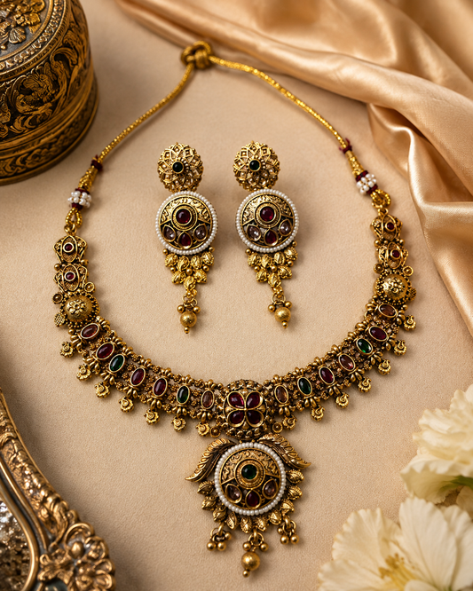 Royal Antique Multicolor Necklace & Earring Set