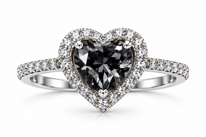 Black Heart Crystal Halo Statement Ring