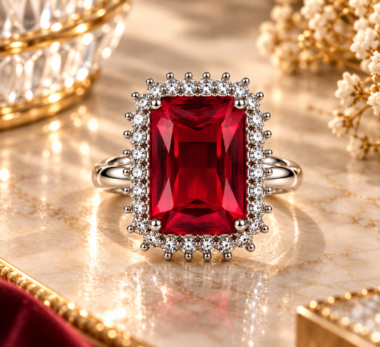 Premium Red Gemstone Statement Ring