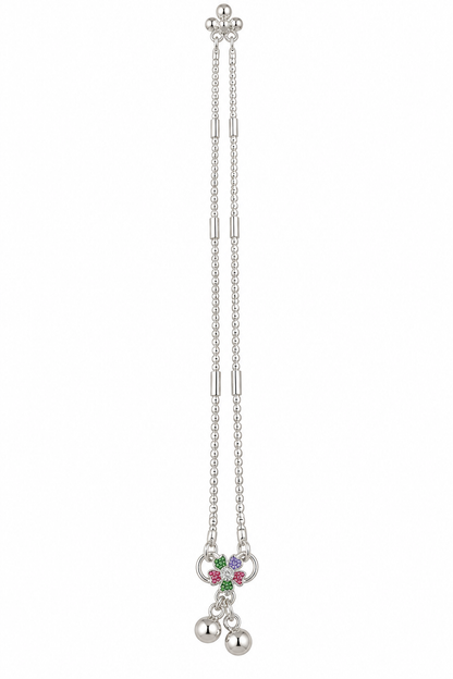 Silver-Toned Double-Chain Floral Payal