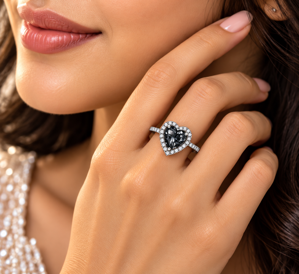 Black Heart Halo Statement Ring