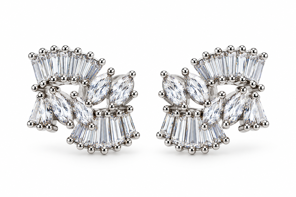 Crystal Geometric Bow Statement Earrings